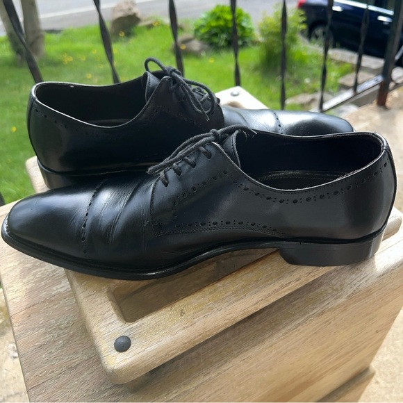 Johnston & Murphy Men's Leather Black Cap Toe Size 10M 24-2941 Made In Italy - Picture 7 of 12